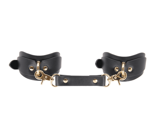 Love In Leather Shaped Bondage Ankle Cuffs Gold Collars and Leads