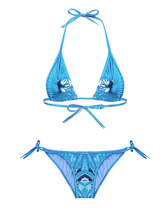 Love In Leather Metallic Womens Micro Bikini OS Blue G-Strings, Panties and Shorts
