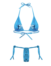 Love In Leather Sexy Metalling Micro Womens Bikini OS Blue G-Strings, Panties and Shorts