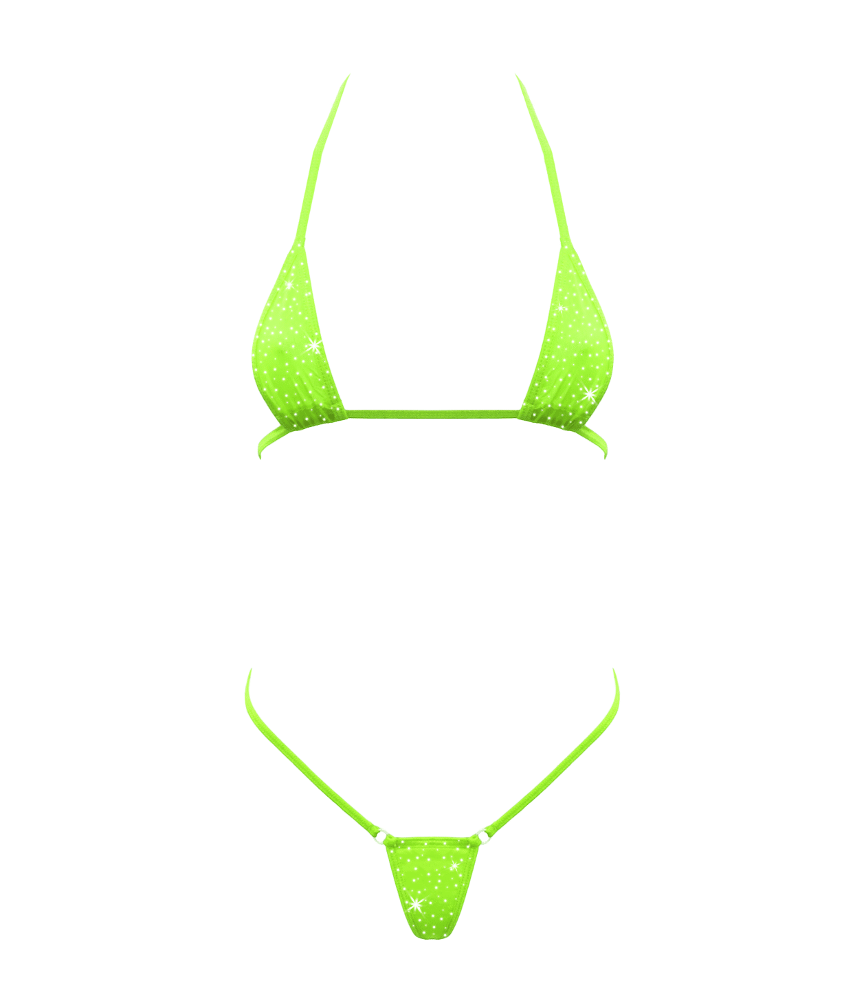 Love In Leather Rhinestone Embellished Micro Bikini OS Fluro G-Strings, Panties and Shorts