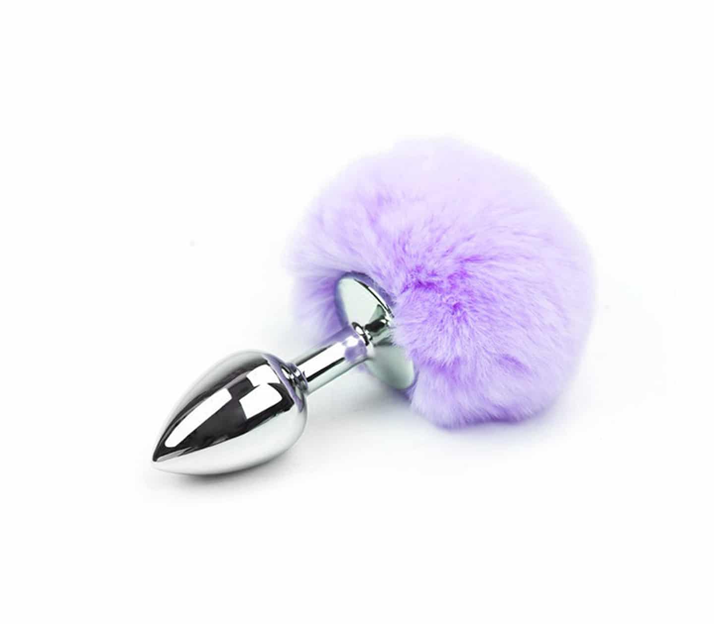 Love In Leather Faux Fur Bunny Tail Butt Plug Lilac Small Butt Plugs