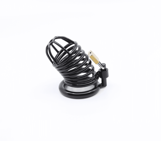 Love In Leather Matte Black Male Chastity Cage 40mm Male Chastity
