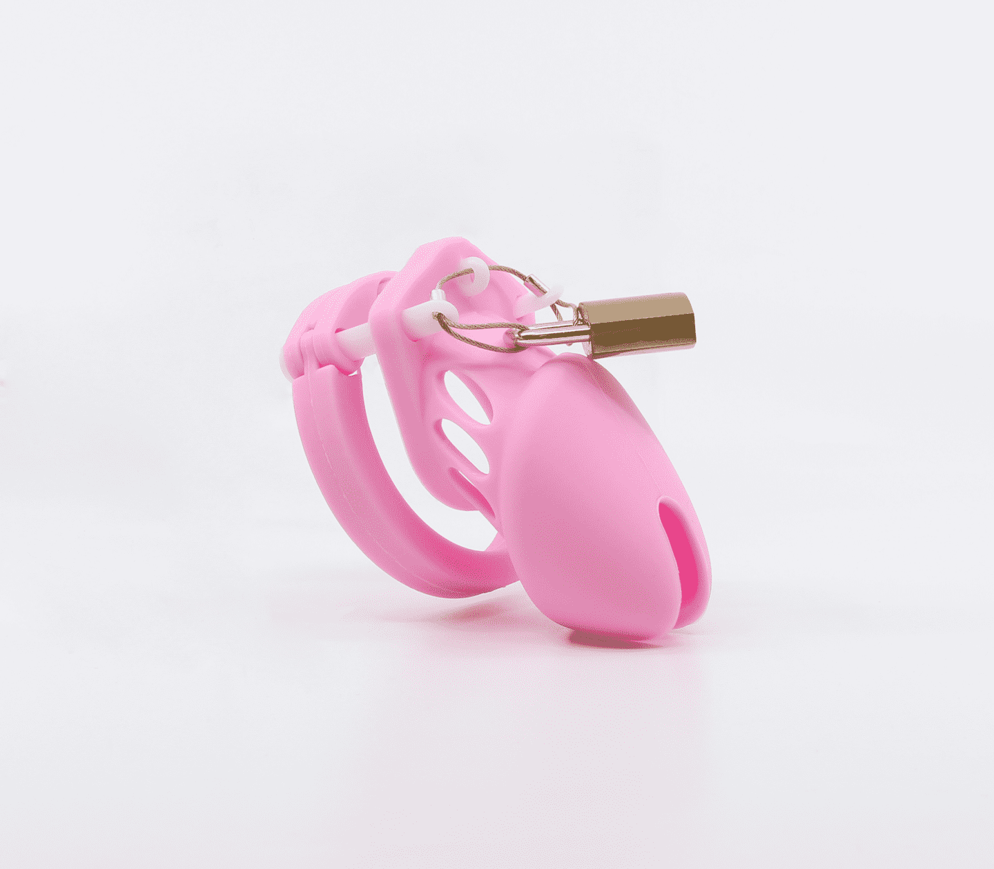 Love In Leather Silicone Male Chastity Cage Short Pink Male Chastity