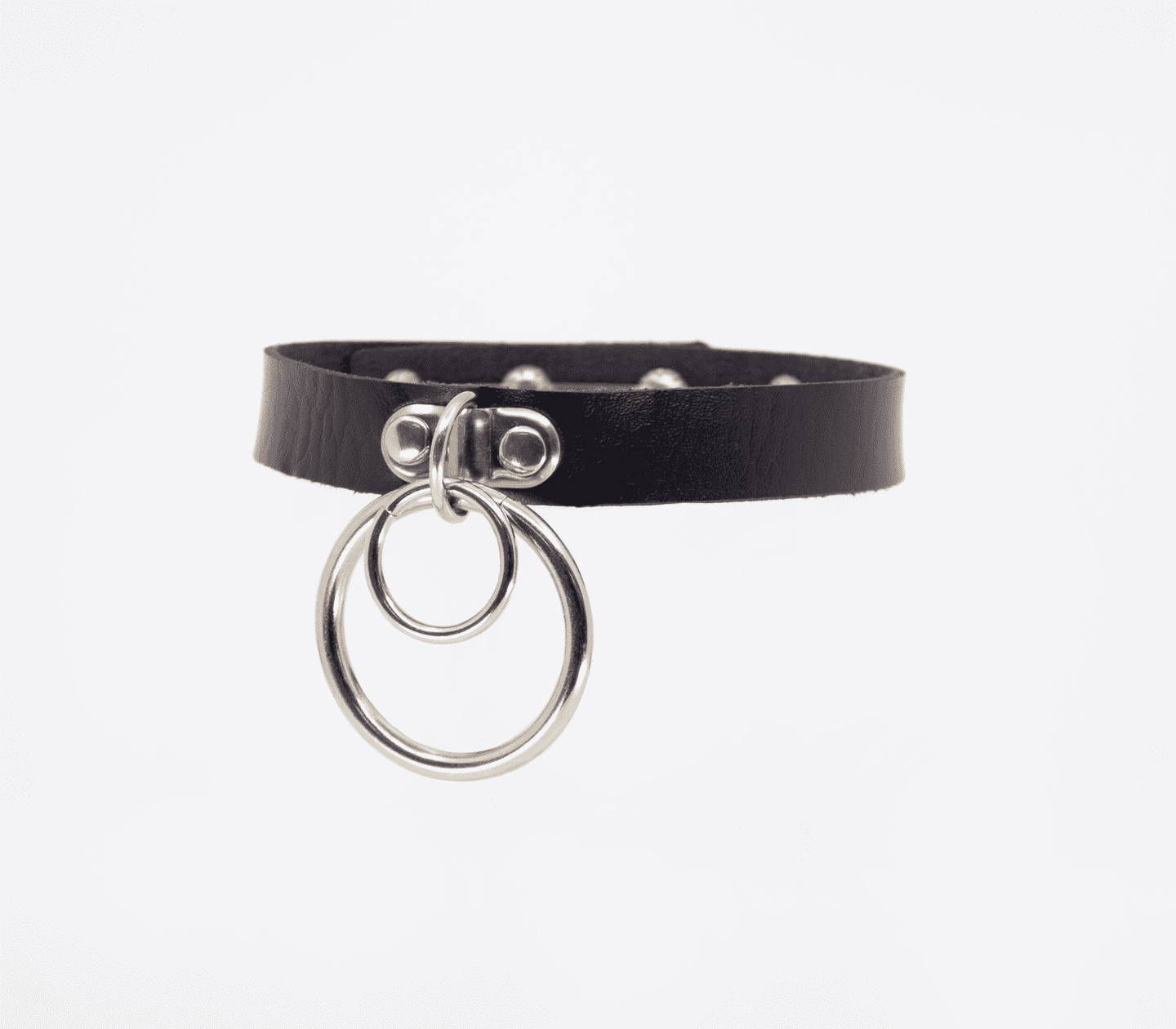 Love In Leather Double Ring Faux Leather Choker Default Title Collars and Leads