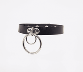 Love In Leather Double Ring Faux Leather Choker Default Title Collars and Leads