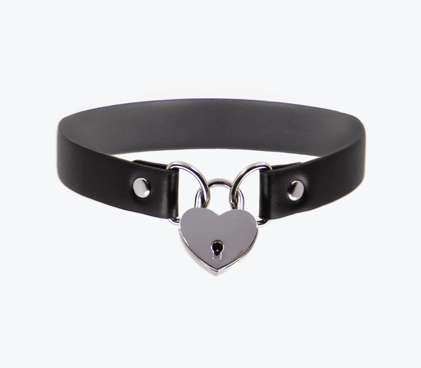Love In Leather Heart Padlock Faux Leather Choker Collars and Leads