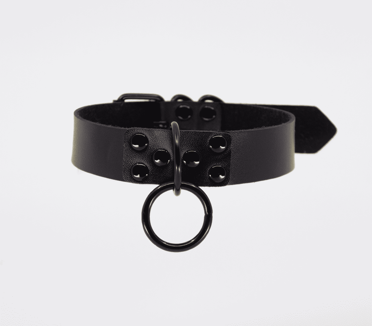 Love In Leather Black Ring Leather BDSM Choker Collars and Leads