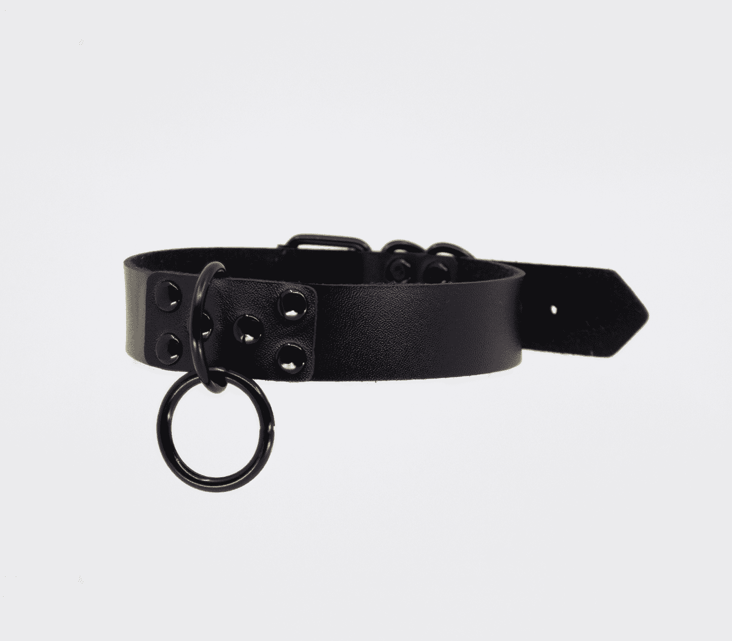 Love In Leather Black Ring Leather BDSM Choker Default Title Collars and Leads