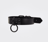 Love In Leather Black Ring Leather BDSM Choker Default Title Collars and Leads