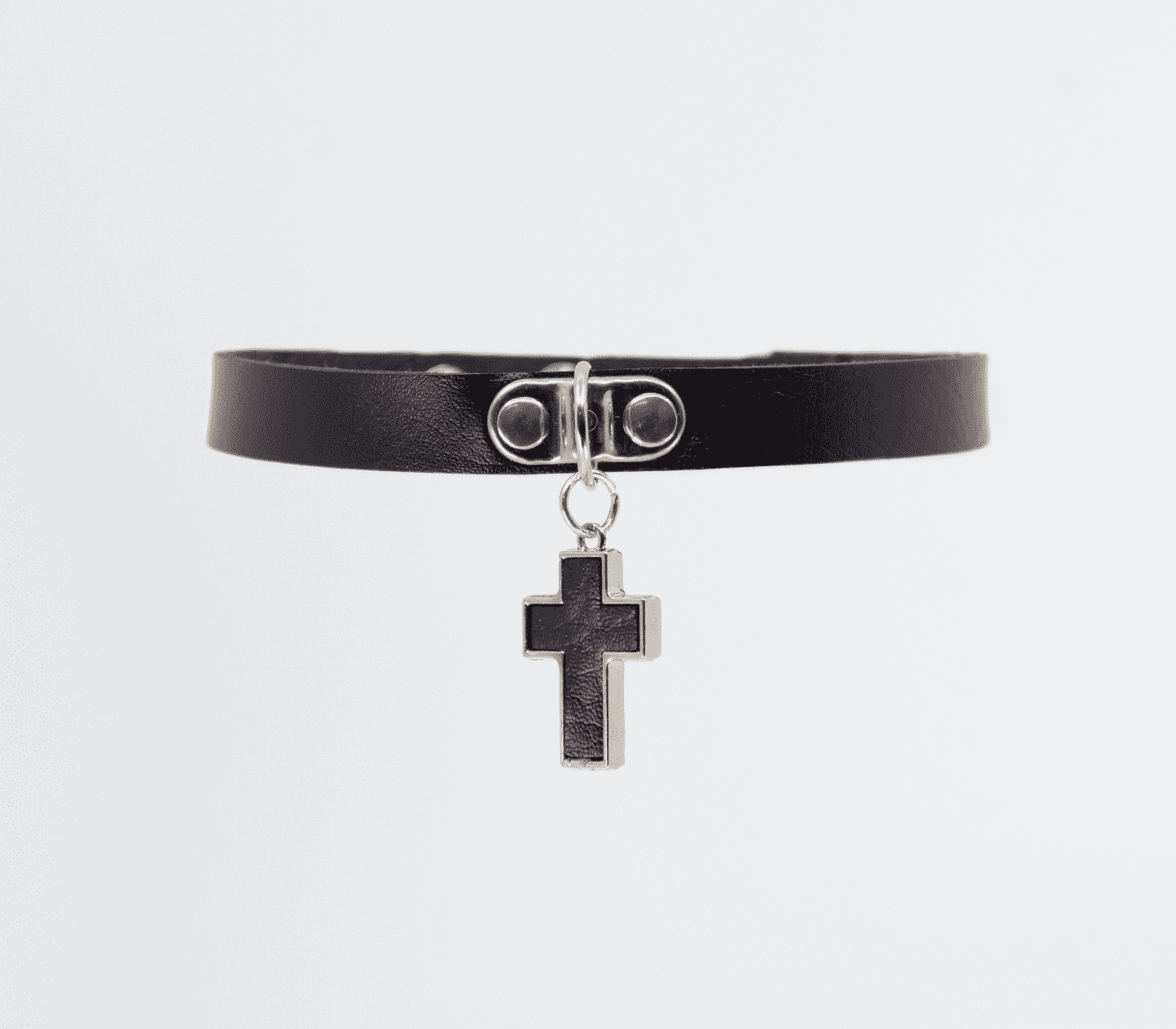 Love In Leather Cross Pendant Faux Leather Choke Default Title Collars and Leads