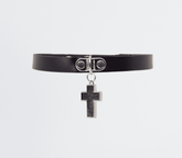 Love In Leather Cross Pendant Faux Leather Choke Default Title Collars and Leads