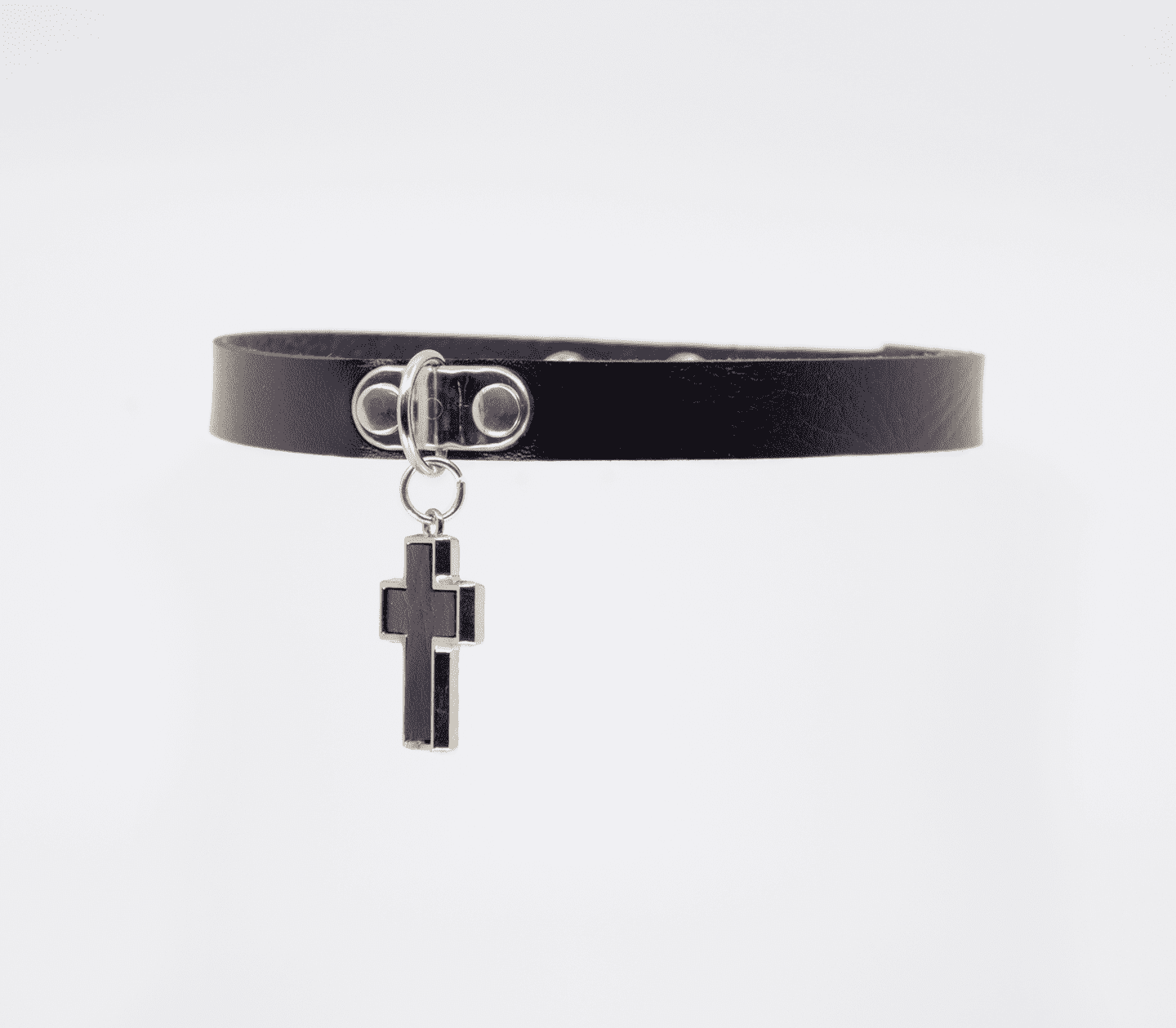 Love In Leather Cross Pendant Faux Leather Choke Collars and Leads