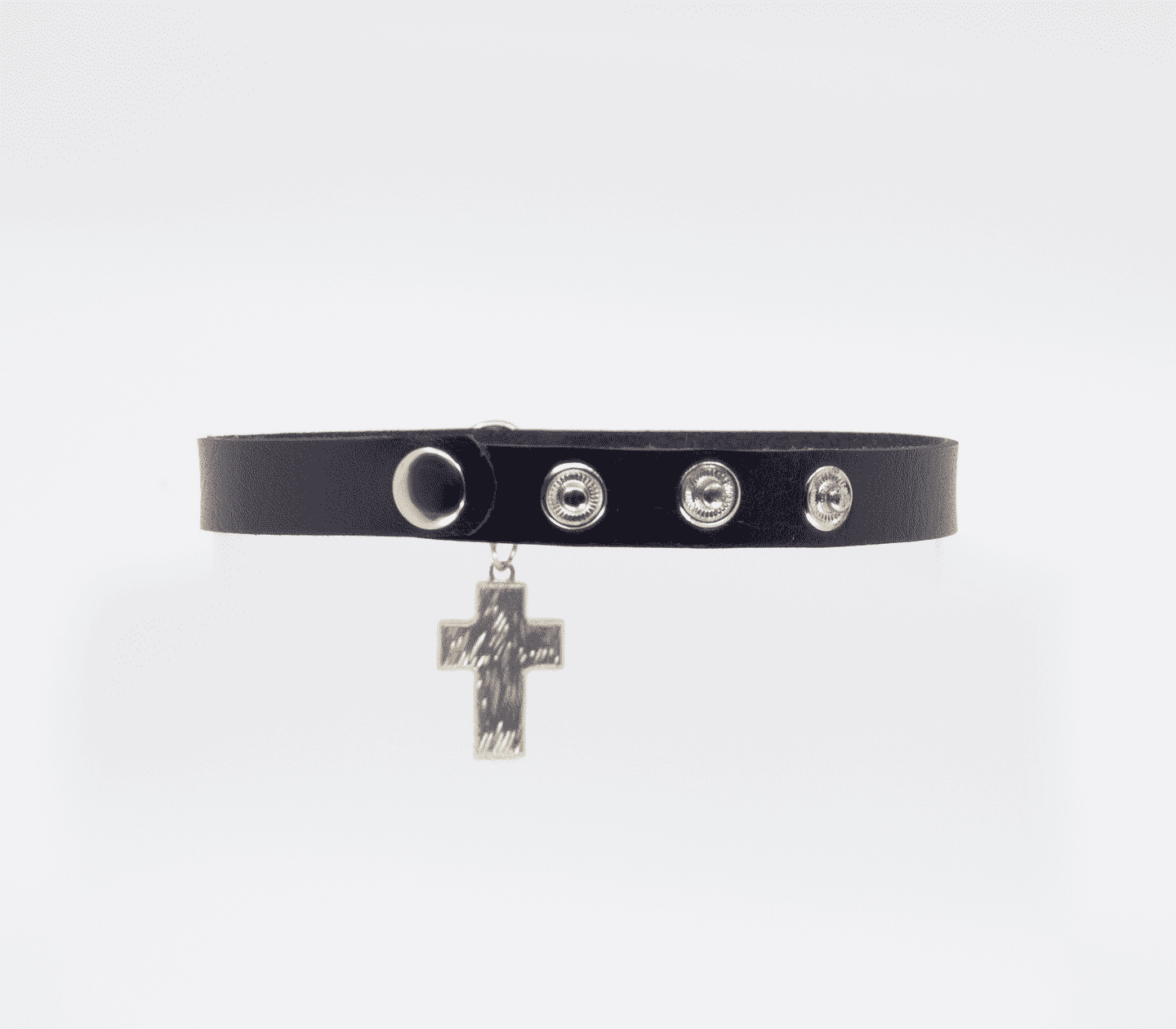 Love In Leather Cross Pendant Faux Leather Choke Collars and Leads