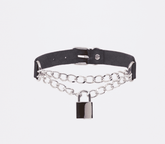 Love In Leather Chain Padlock Faux Leather Choker Default Title Collars and Leads