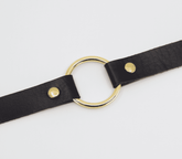 Love In Leather O-Ring Faux Leather BDSM Choker Gold Collars and Leads