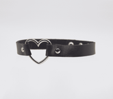 Love In Leather Heart Ring Faux Leather Fetish Choker Default Title Collars and Leads