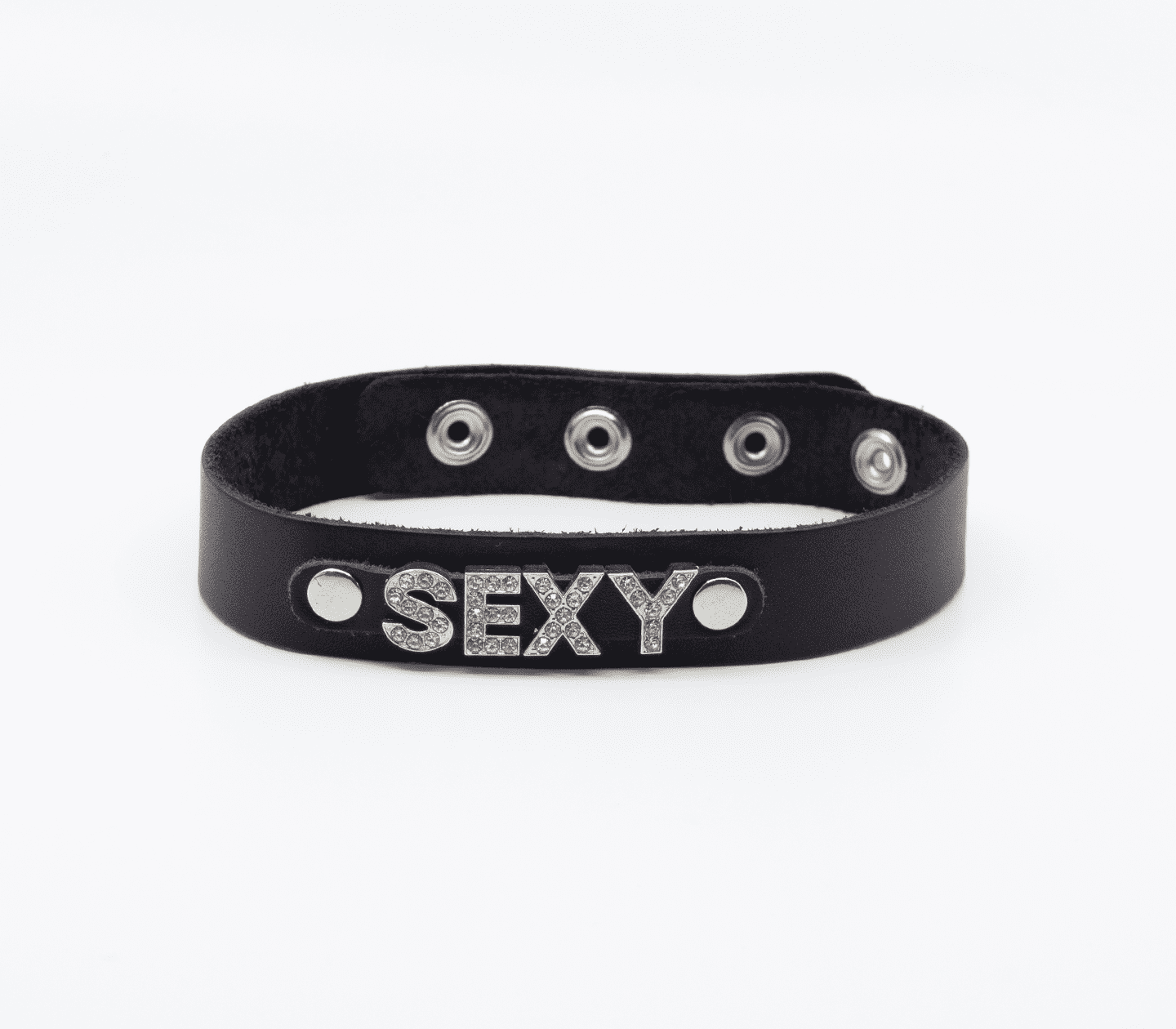 Love In Leather Diamante Sexy Word BDSM Collar Default Title Collars and Leads