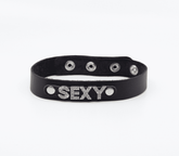 Love In Leather Diamante Sexy Word BDSM Collar Default Title Collars and Leads