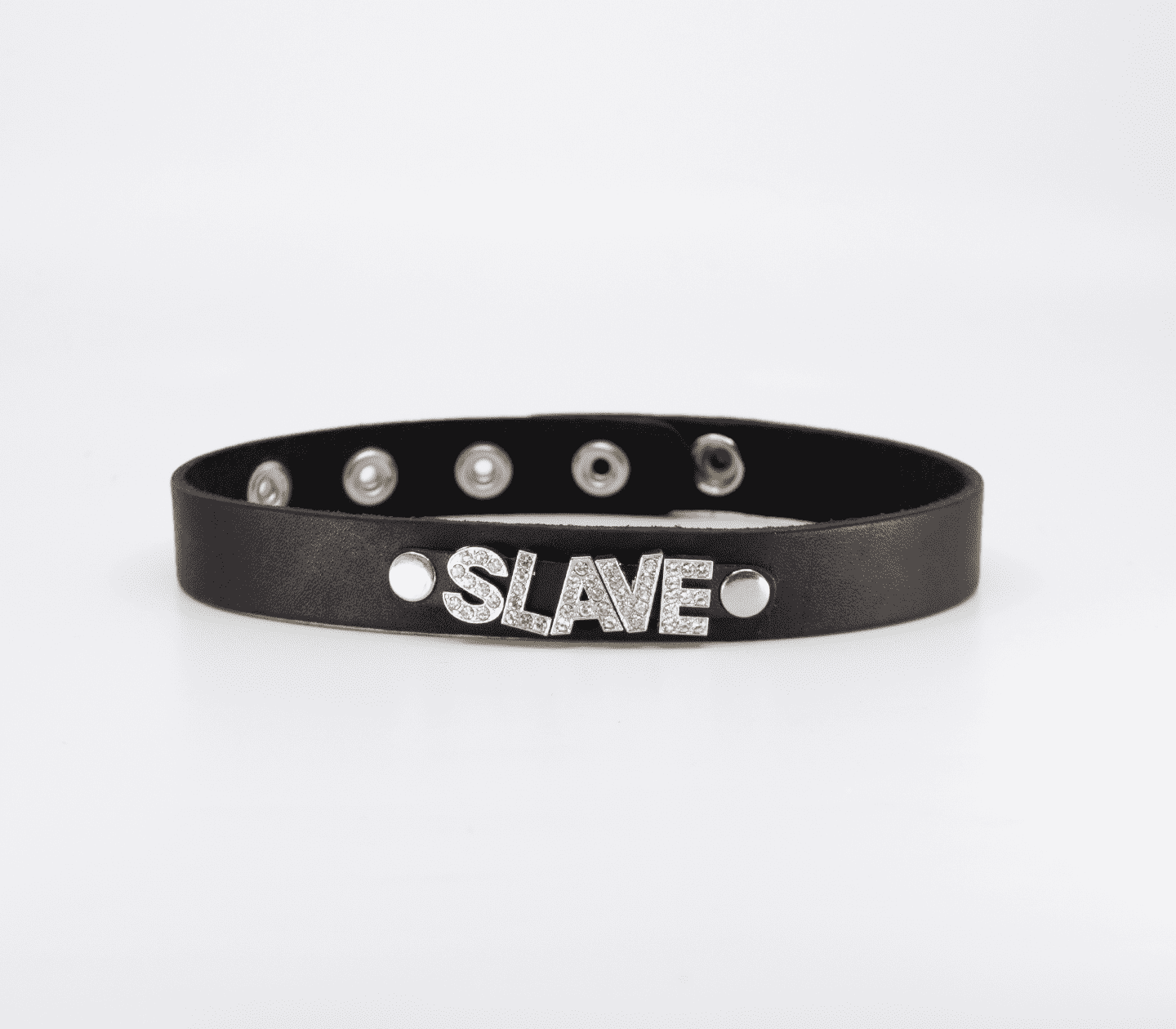 Love In Leather Diamante Slave Word BDSM Collar Collars and Leads