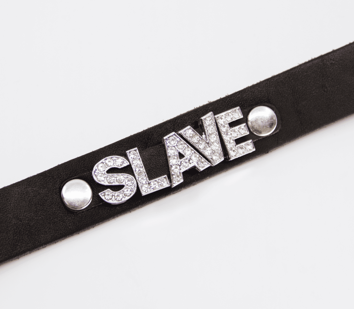 Love In Leather Diamante Slave Word BDSM Collar Collars and Leads