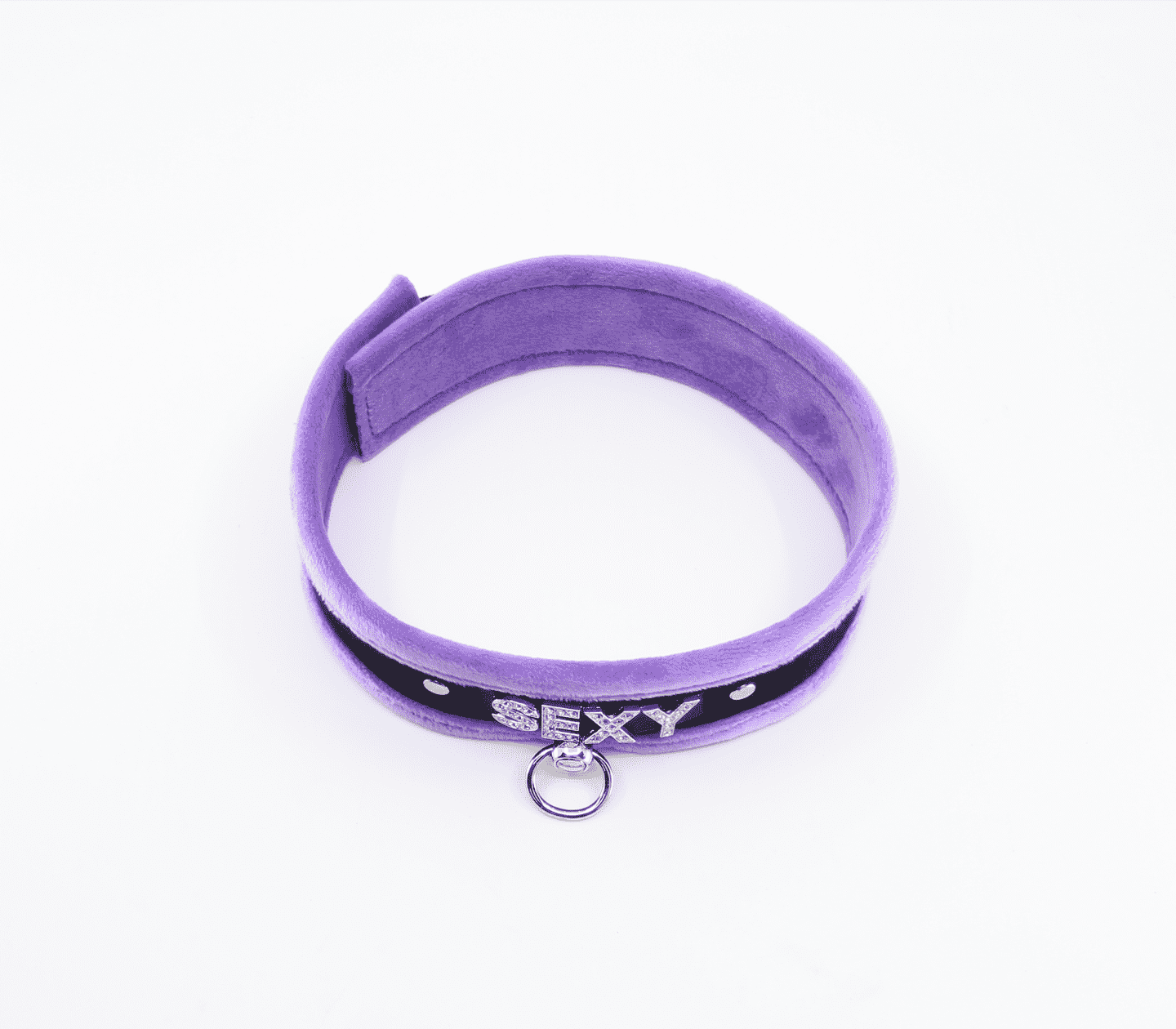 Love In Leather Diamante Sexy Fluffy Bondage Collar Purple Collars and Leads