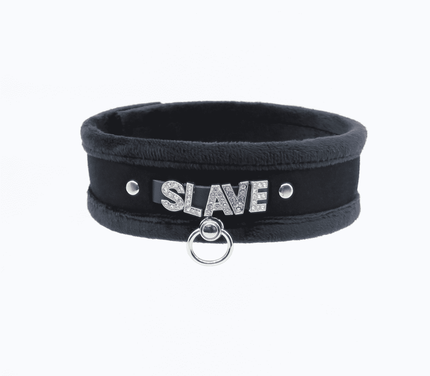 Love In Leather Diamante Slave Fluffy Fetish Collar Collars and Leads