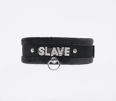 Love In Leather Diamante Slave Fluffy Fetish Collar Black Collars and Leads