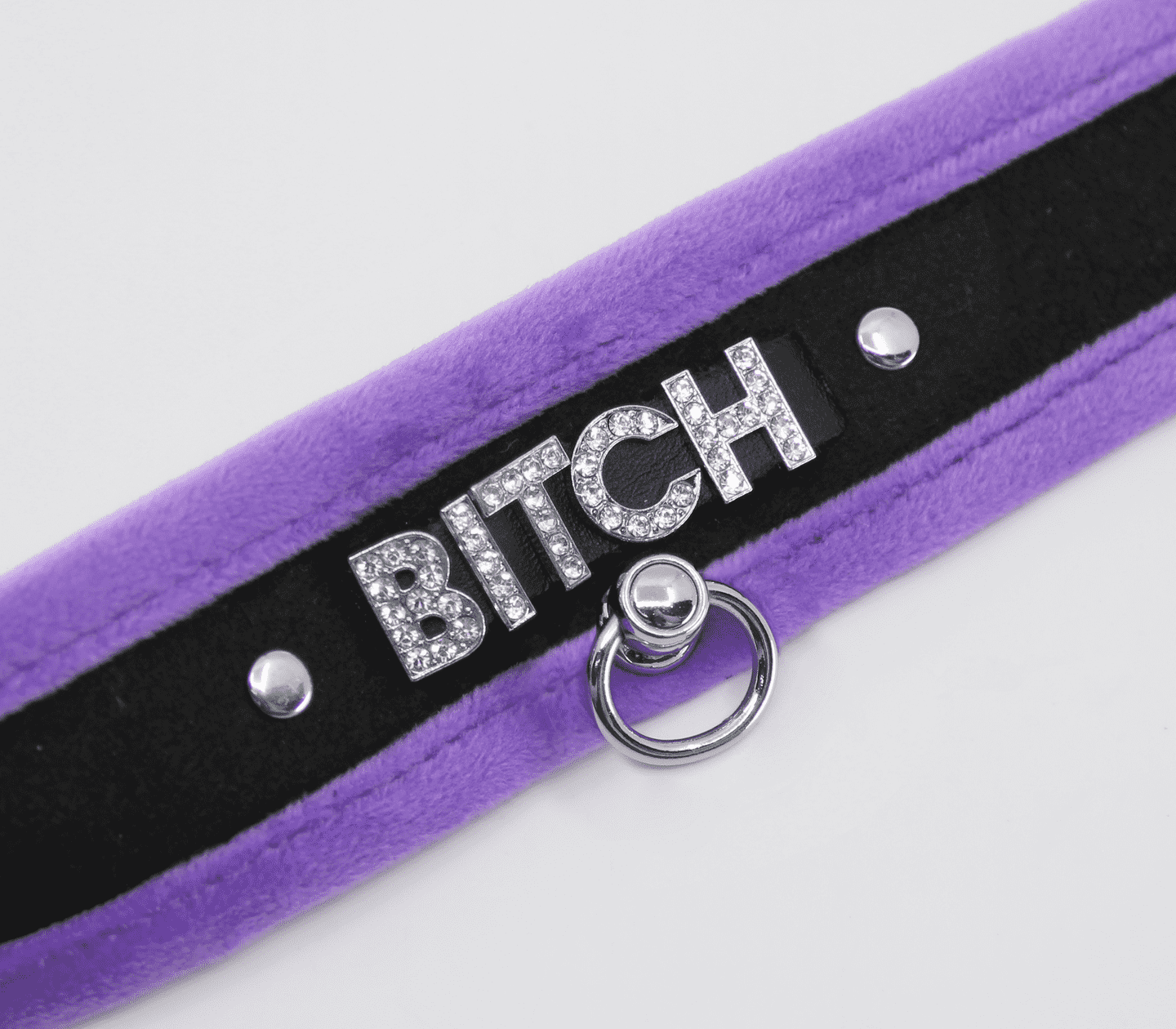 Love In Leather Diamante Bitch Fluffy Bondage Collar Collars and Leads