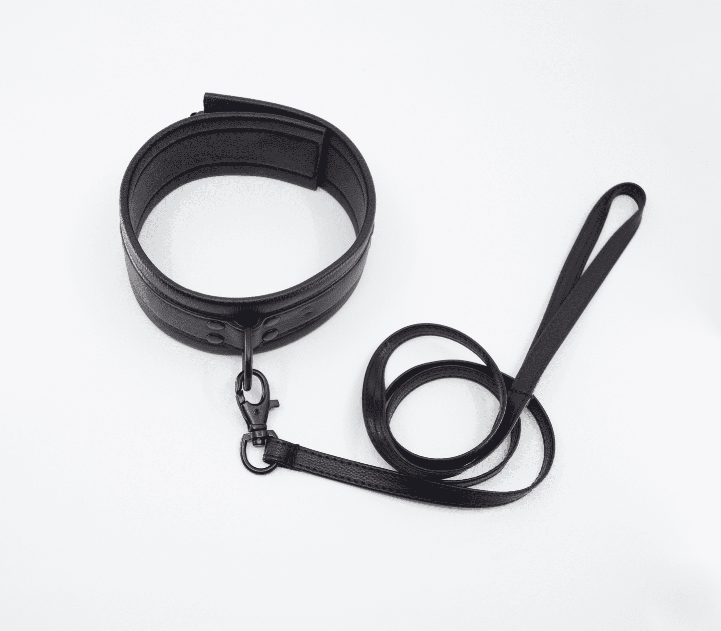 Love In Leather Faux Leather Collar & Lead Set Black Collars and Leads