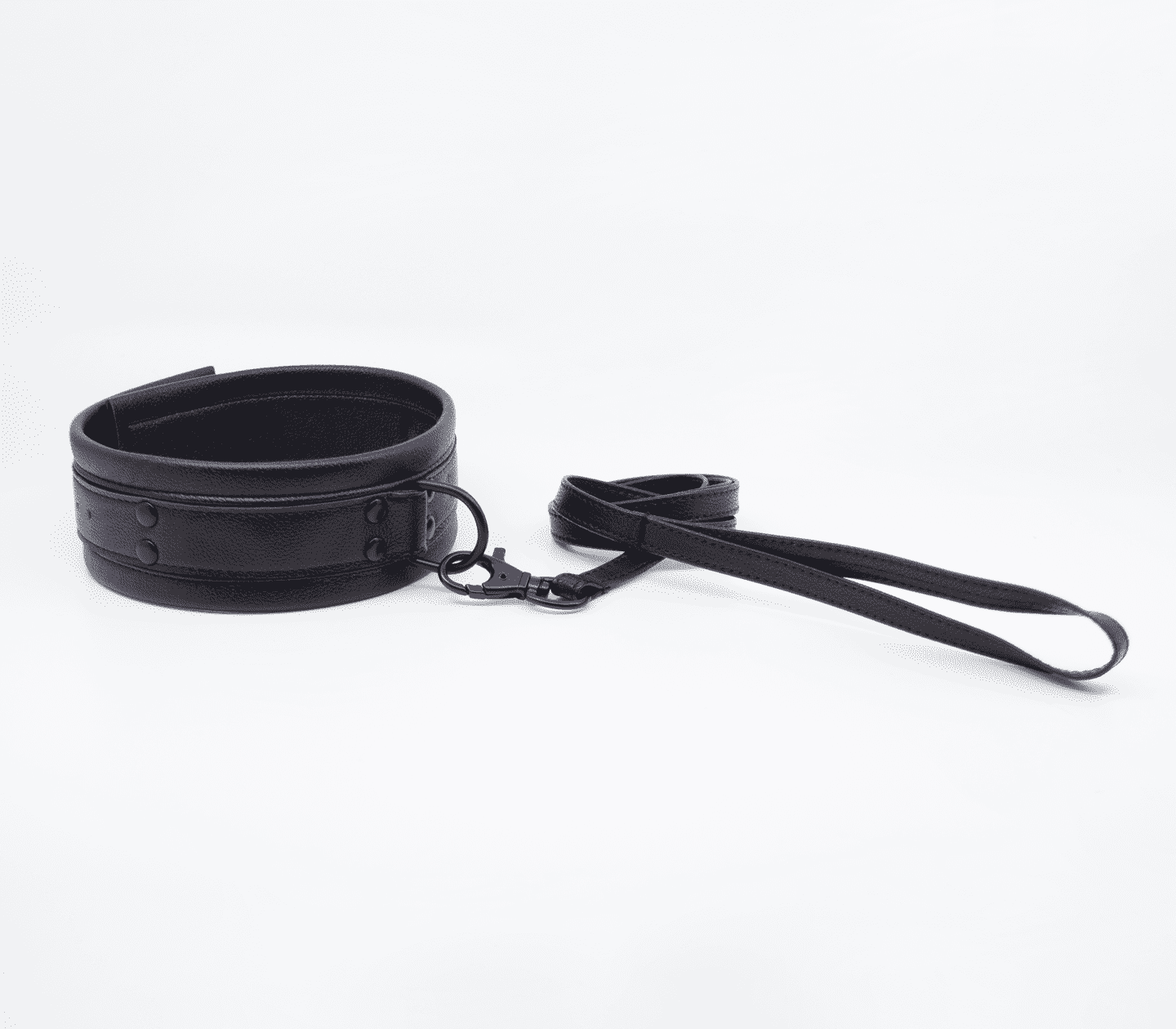 Love In Leather Faux Leather Collar & Lead Set Black Collars and Leads