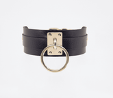 Love In Leather O-Ring Faux Leather BDSM Collar Gold Collars and Leads