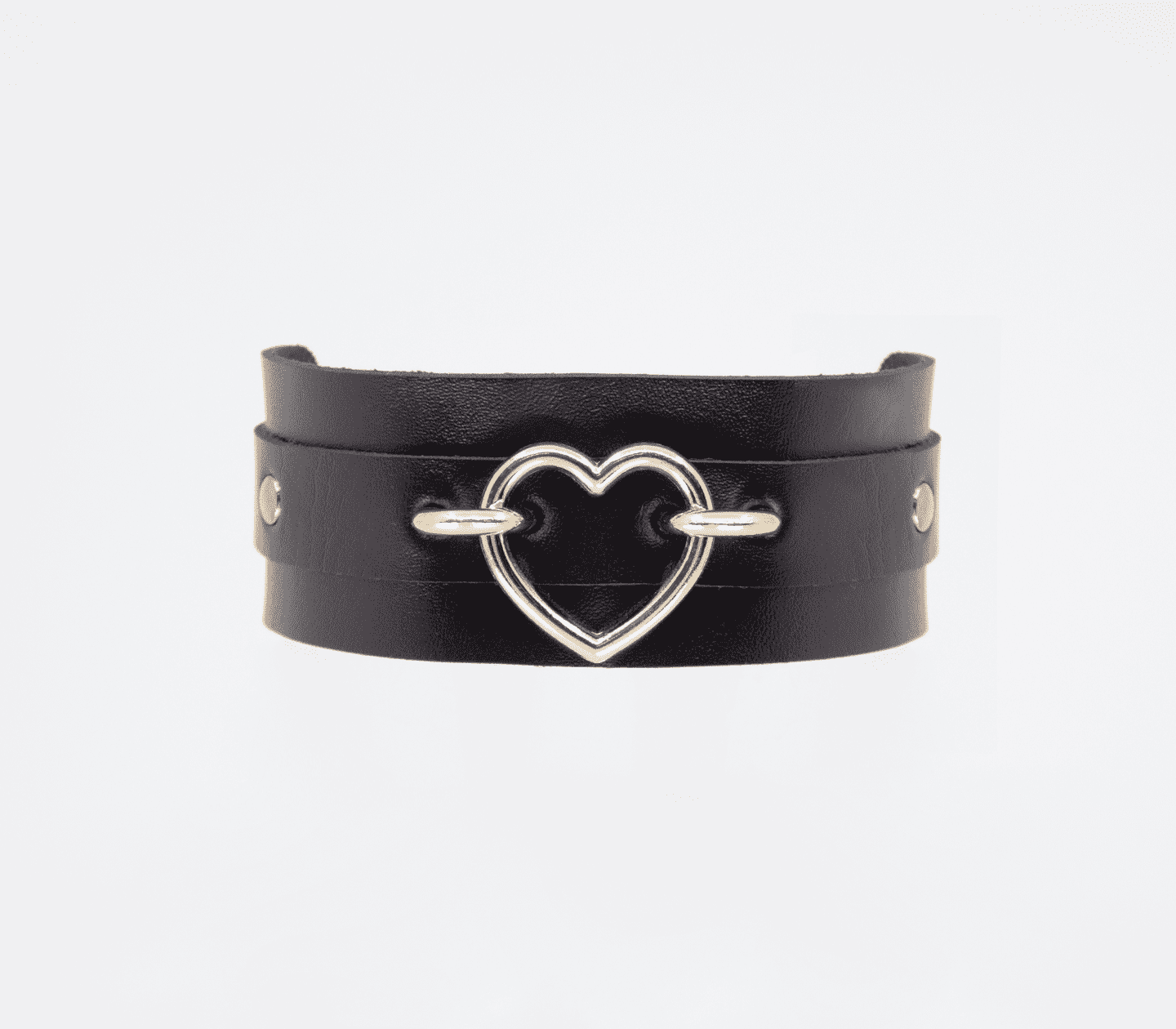 Love In Leather Heart Embellishment Faux Leather Collar Gold Collars and Leads