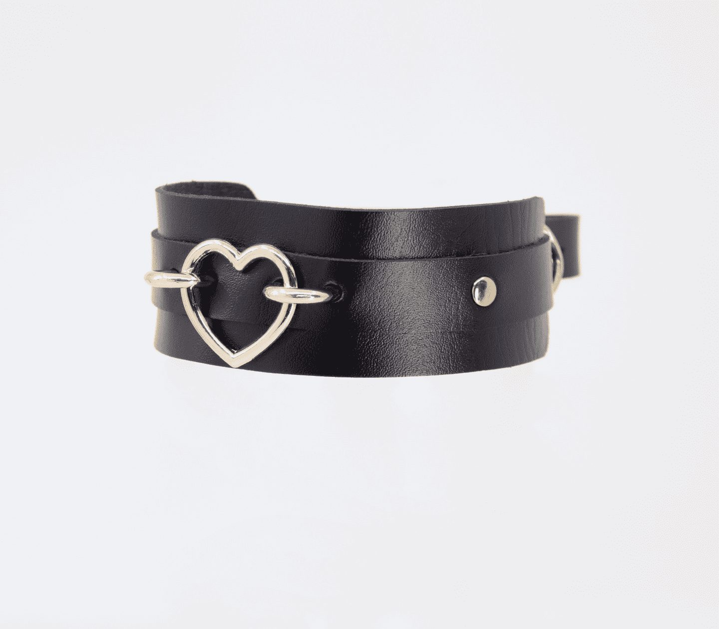 Love In Leather Heart Embellishment Faux Leather Collar Collars and Leads