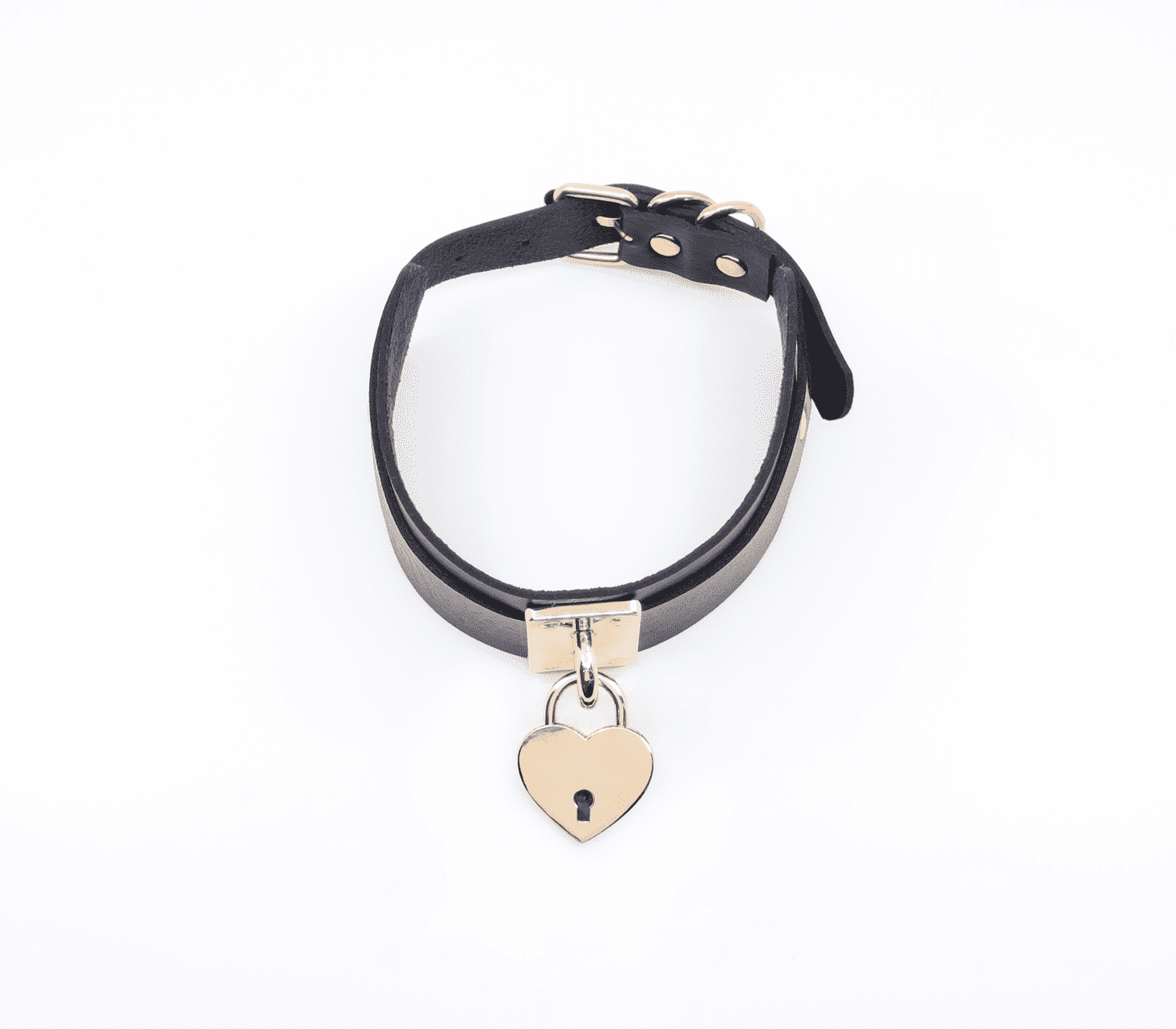 Love In Leather Heart Padlock Faux Leather Collar Collars and Leads