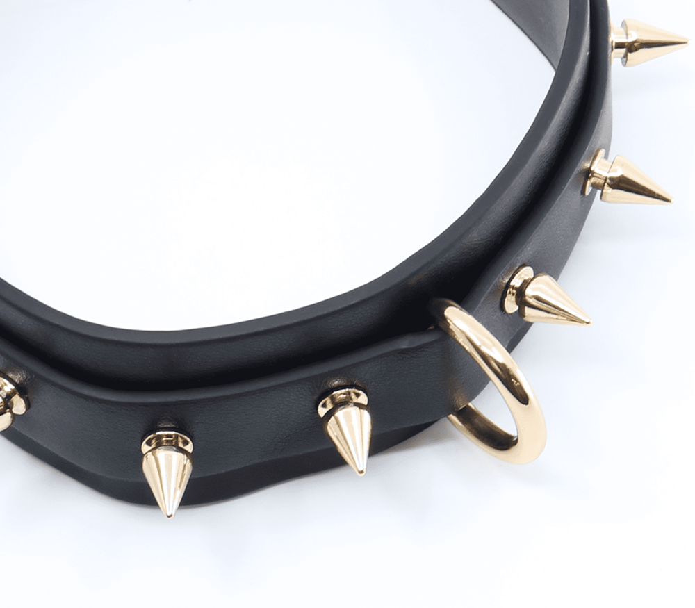 Love In Leather Spiked Faux Leather Bondage Collar Collars and Leads