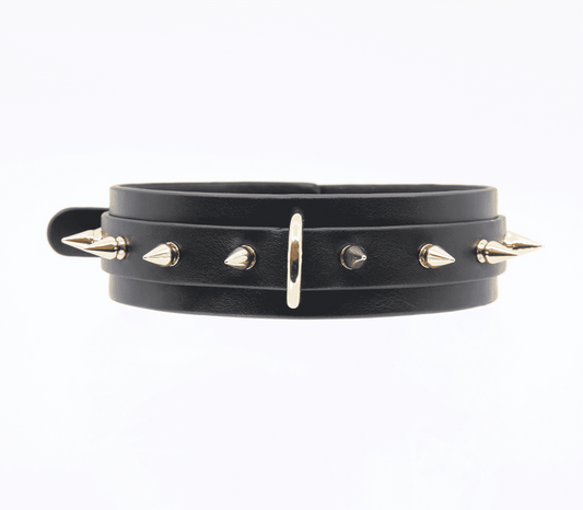 Love In Leather Spiked Faux Leather Bondage Collar Collars and Leads