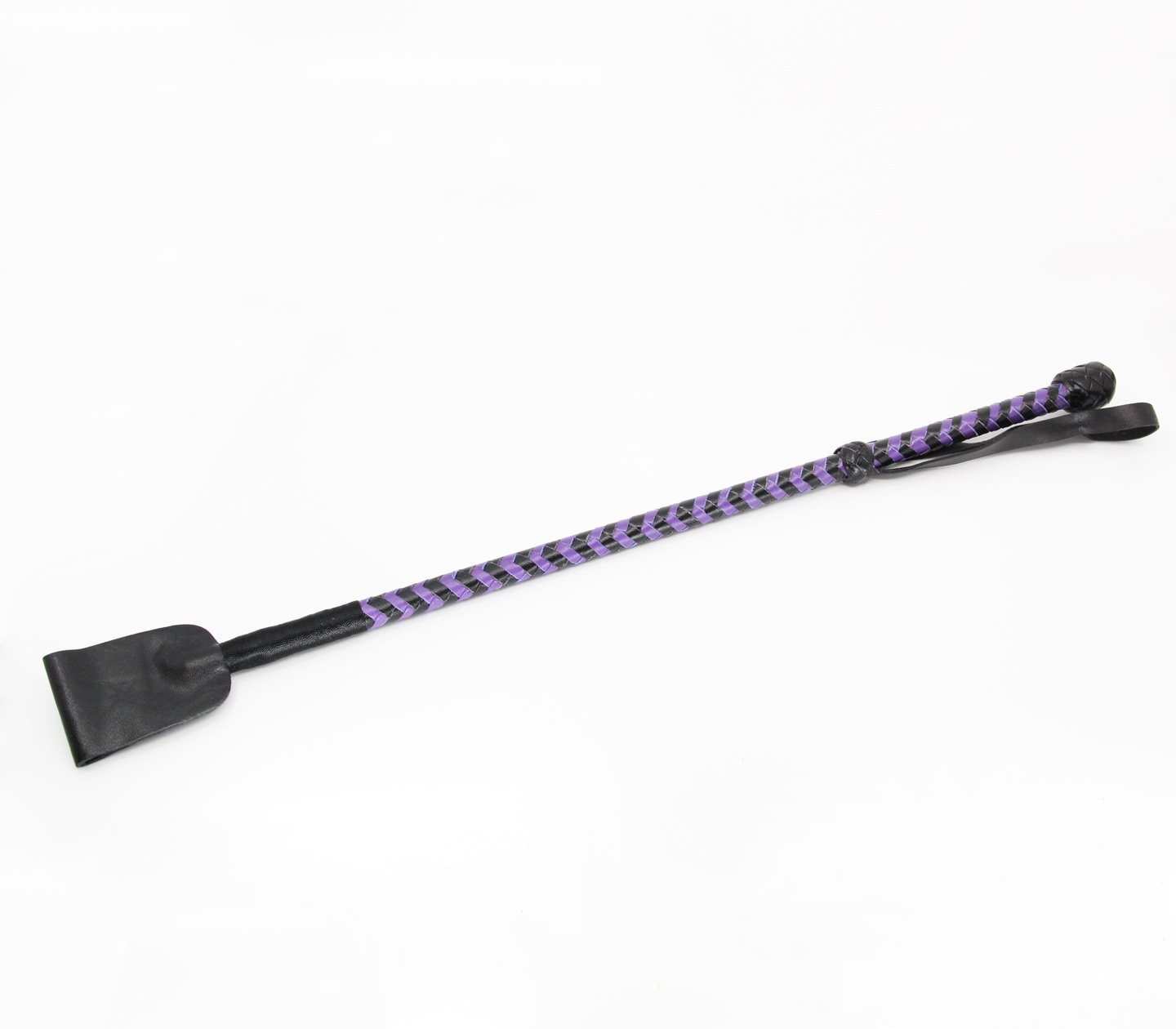 Love In Leather BDSM Riding Crop With Wide Tab Purple Whips And Crops