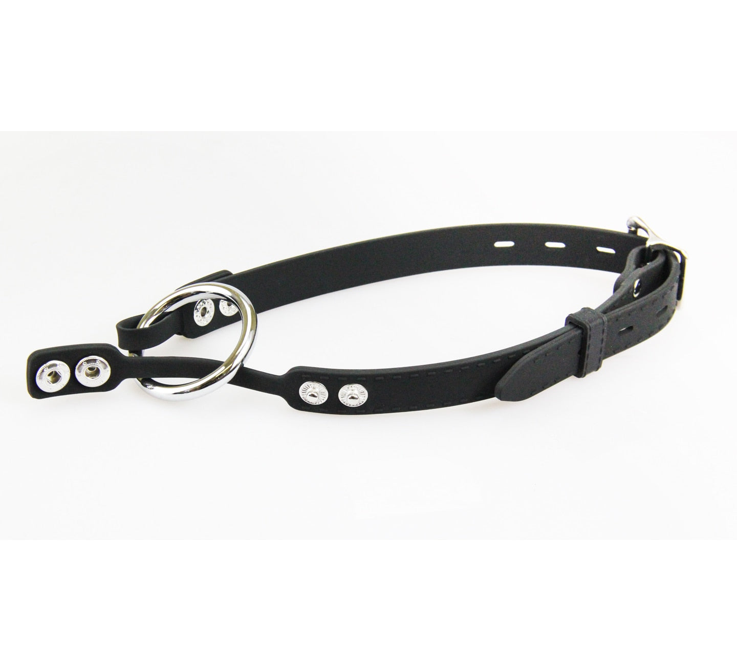 Love In Leather Silicone Gag With Metal O-Ring Bondage Gags and Bits