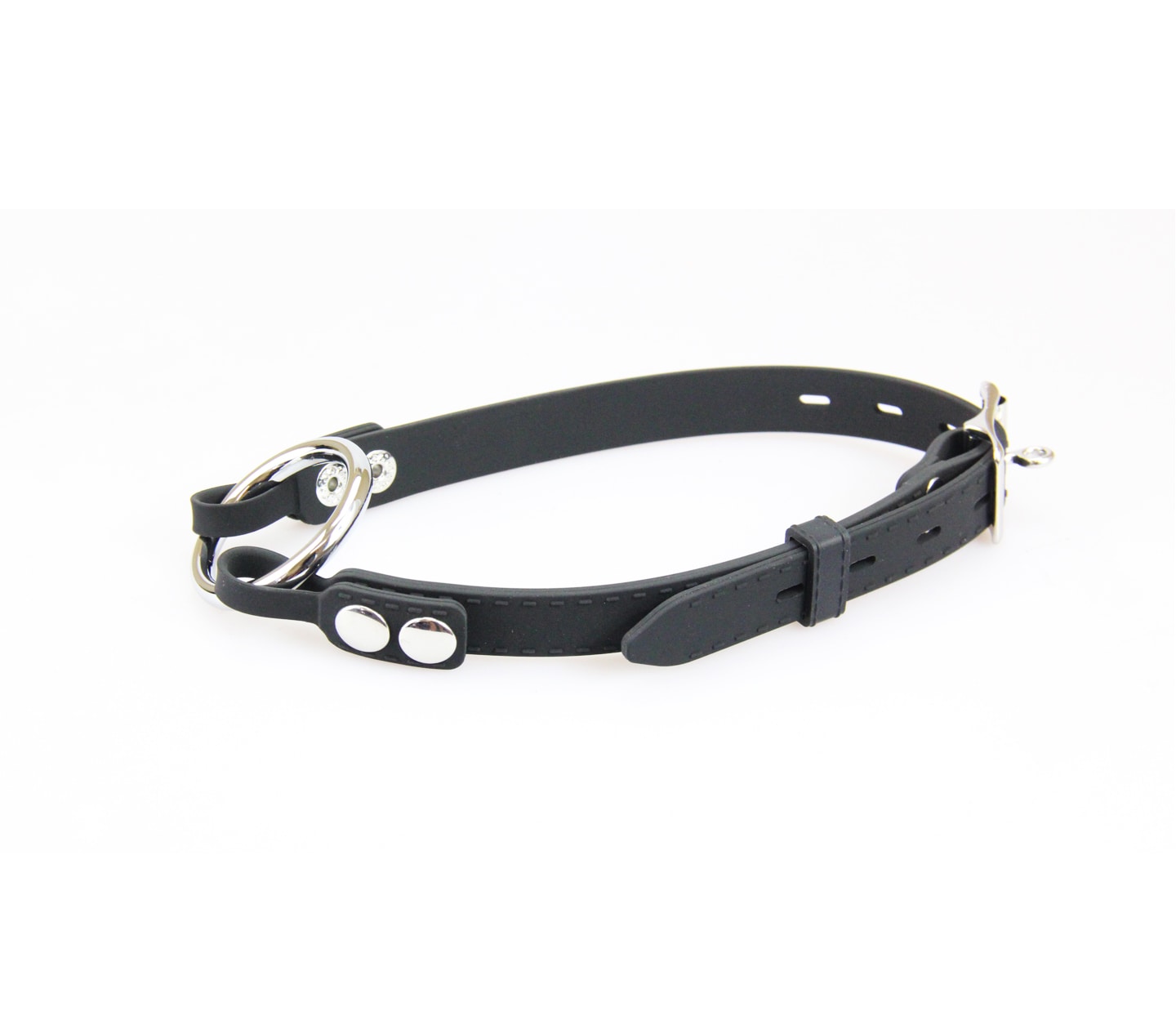 Love In Leather Silicone Gag With Metal O-Ring Bondage Gags and Bits