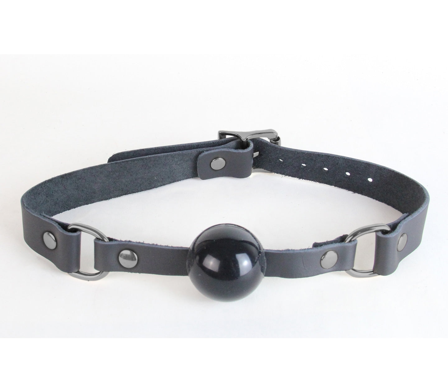 Love In Leather BDSM Gag With And Coloured hardware Pewter Bondage Gags and Bits