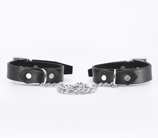 Love In Leather Classic Unlined Leather Handcuffs - Cuffs And Restraints