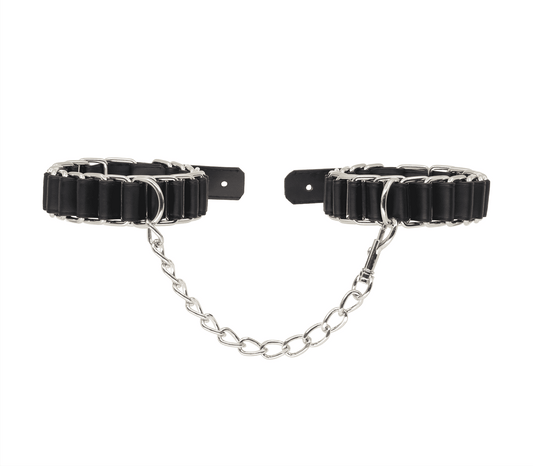 Love In Leather Woven Chain Link Wrist Cuffs Default Title Cuffs And Restraints