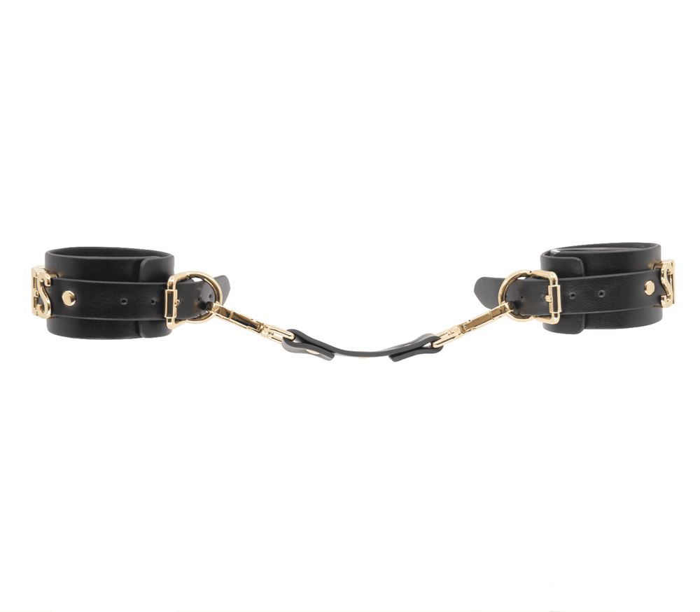 Love In Leather Yes Sir Faux Leather Wrist Cuffs Gold Cuffs And Restraints
