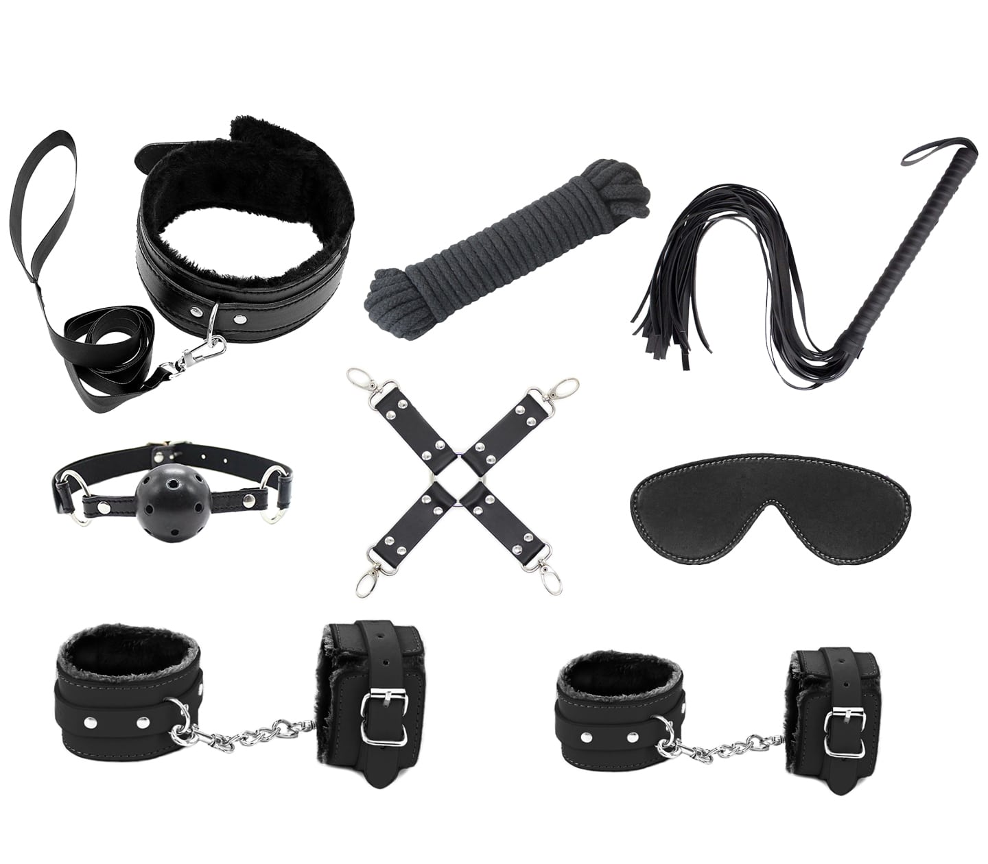 Love In Leather Vegan Friendly 9 Piece Bondage Kit Black Bondage Kits