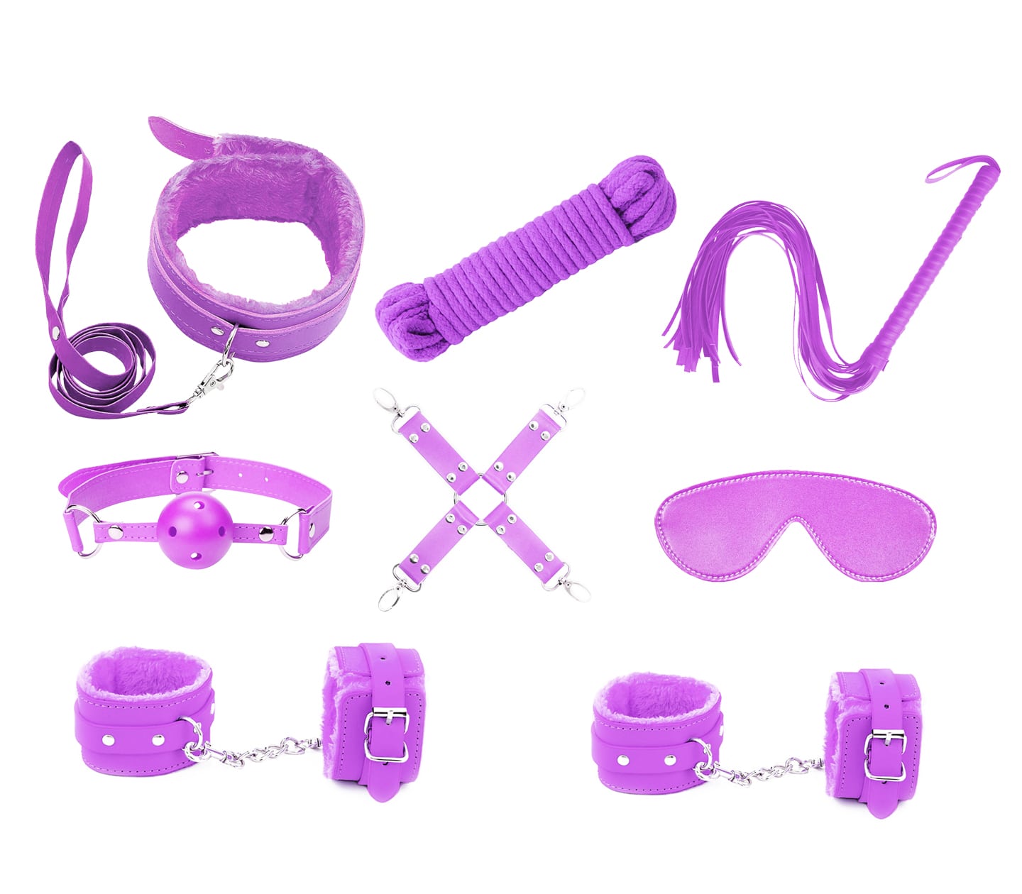 Love In Leather Vegan Friendly 9 Piece Bondage Kit Purple Bondage Kits