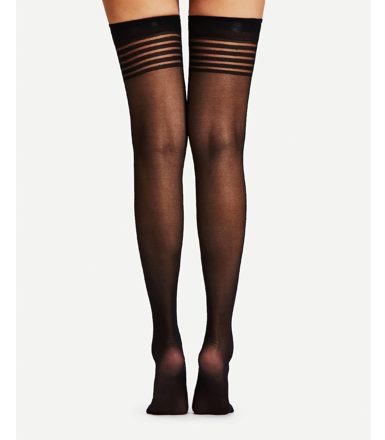 Love In Leather Sheer Thigh Highs With Band Top Fishnet and Thigh Highs