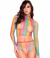 Love In Leather Two Piece Rainbow Body Stocking Set Default Title Body Stockings