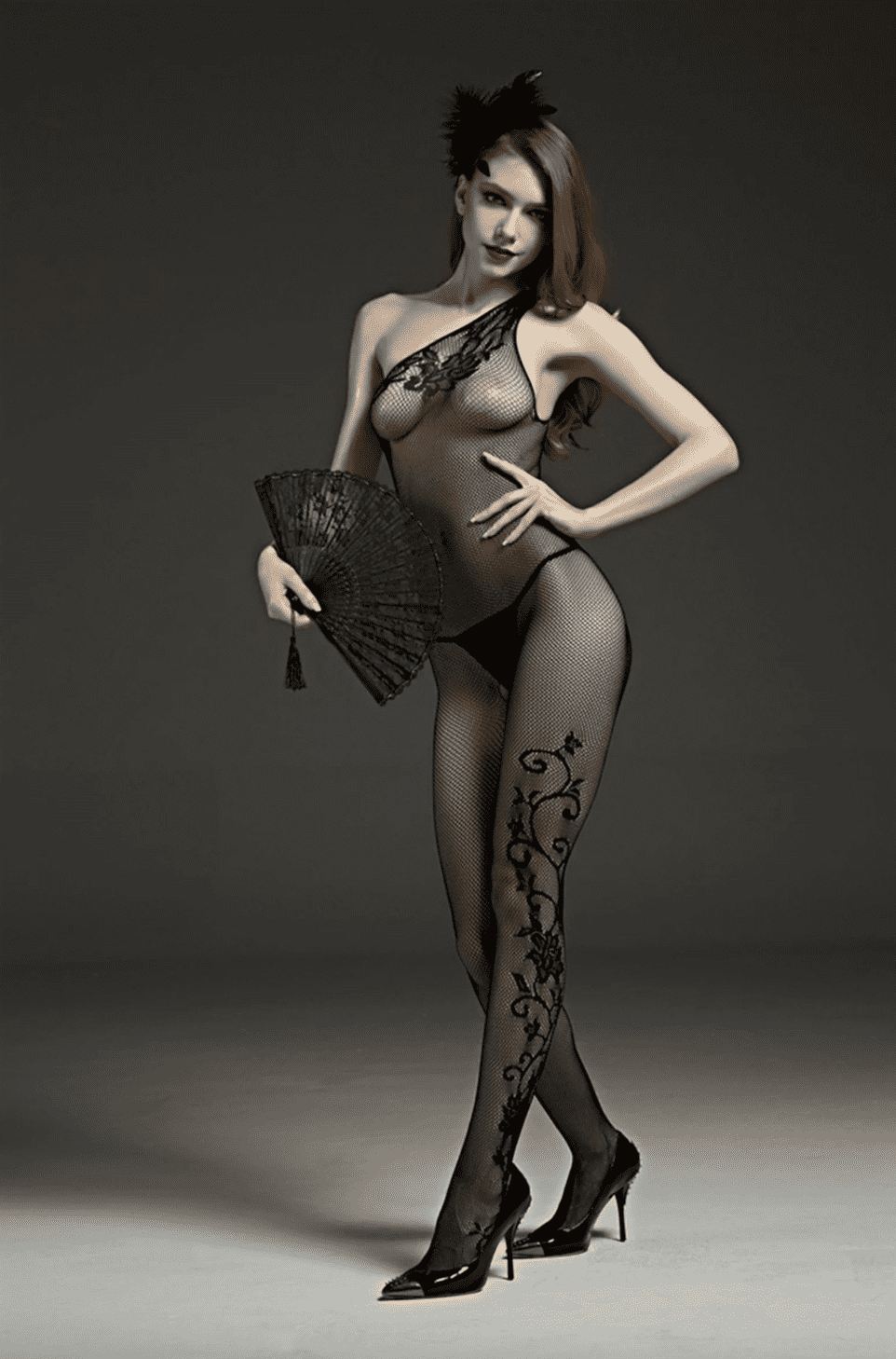 Rimes Crotchless One Shoulder Womens Bodystocking Her Fetish