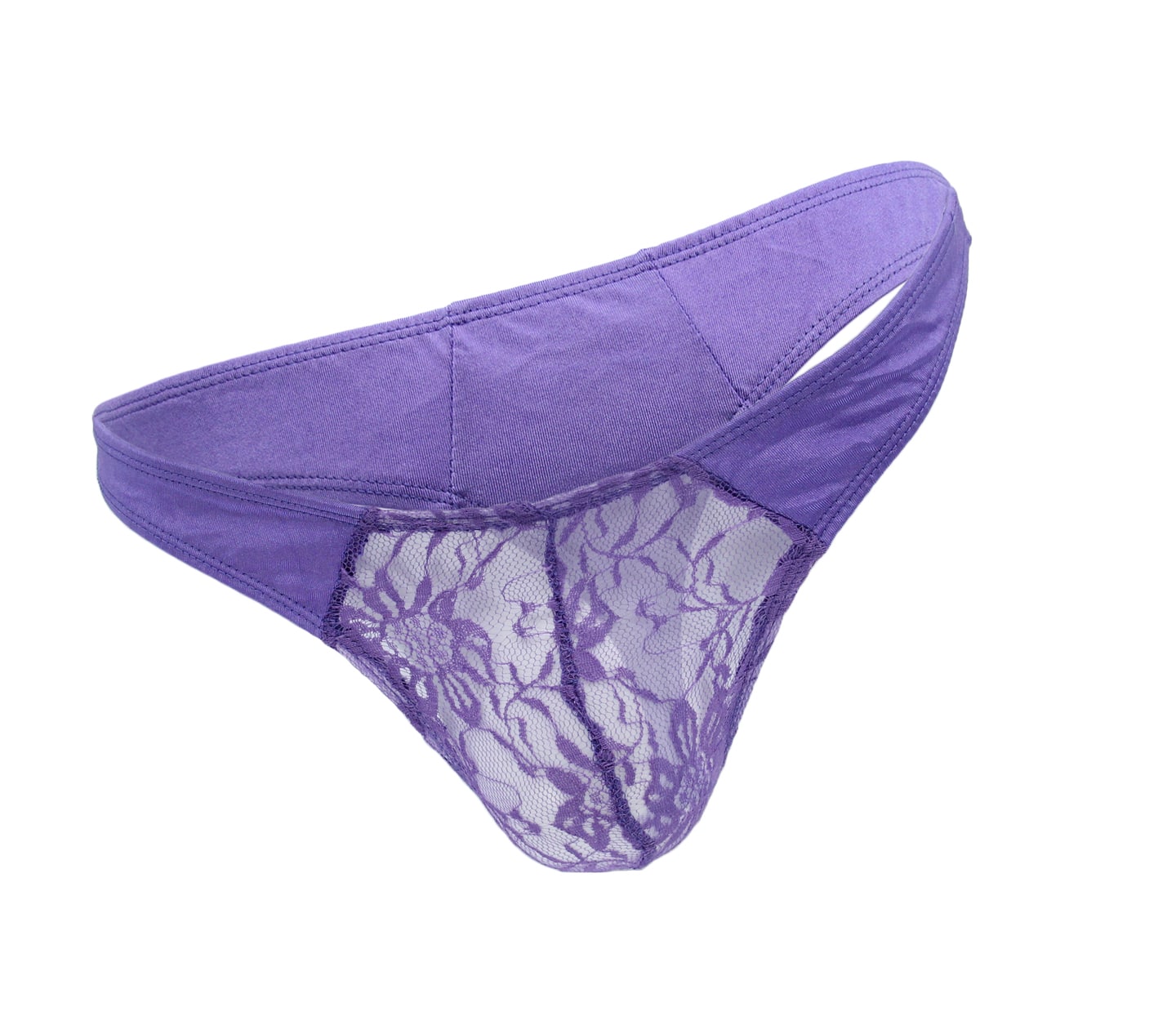 Love In Leather Mens Lace Front G-String Purple Jocks and G-Strings