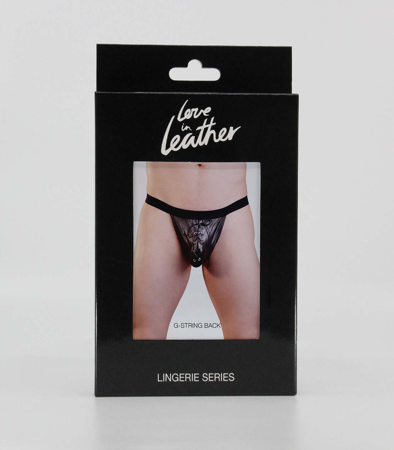 Love In Leather Mens Lace Up Wet Look G-String His Fetish